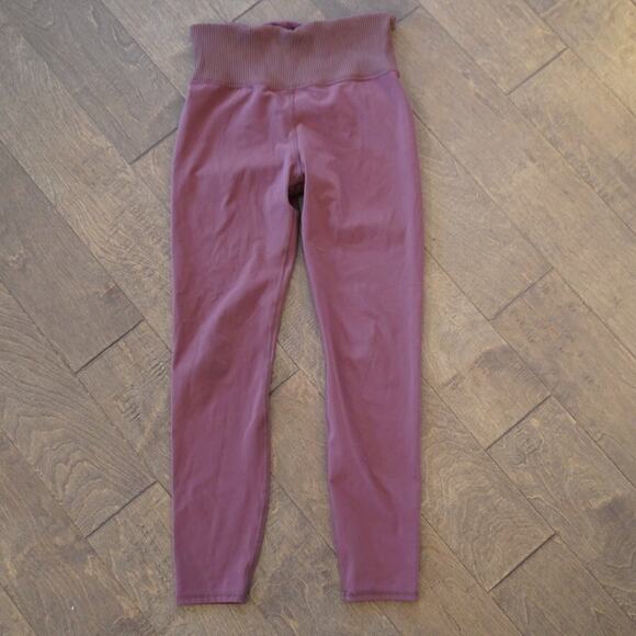 Vuori Yoga Leggings Women's Ribbed Terracotta Mauve High Waisted Athletic Fit - Picture 4 of 8